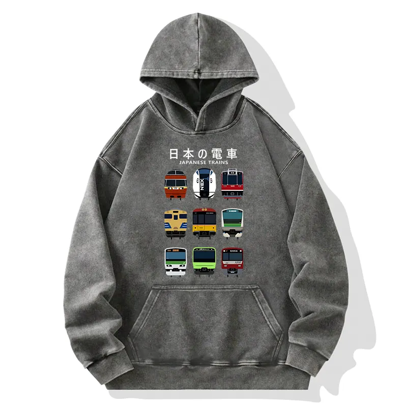 Tokyo-Tiger Japanese Train Collection Washed Hoodie