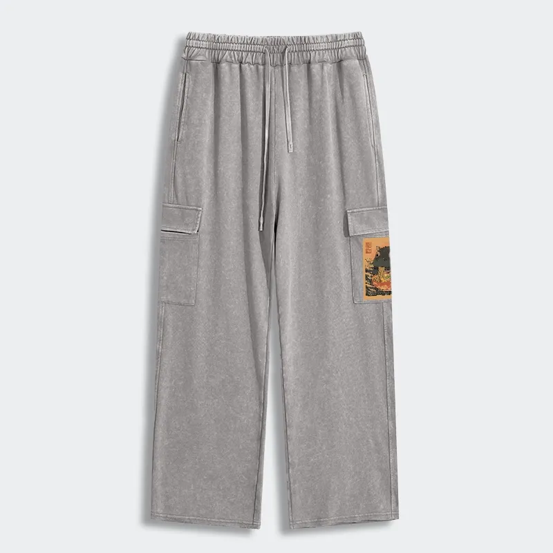 Tokyo-Tiger Moo Deng Eat Ramen Washed Utility Sweatpants