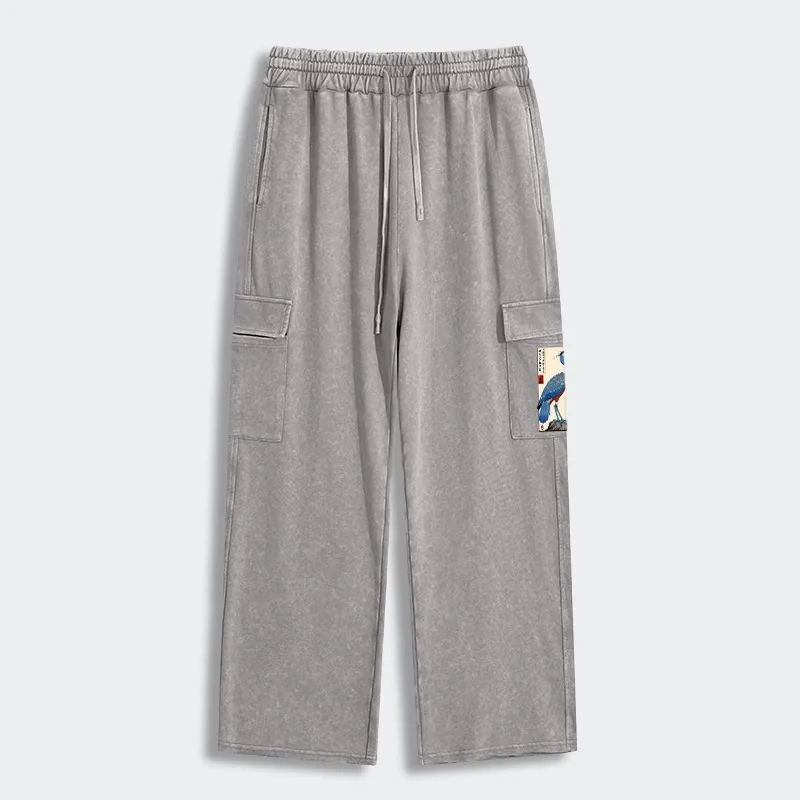 Tokyo-Tiger Colorful Crane Washed Utility Sweatpants