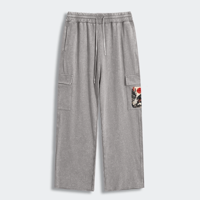 Tokyo-Tiger Japanese Samurai Bigfoot Washed Utility Sweatpants
