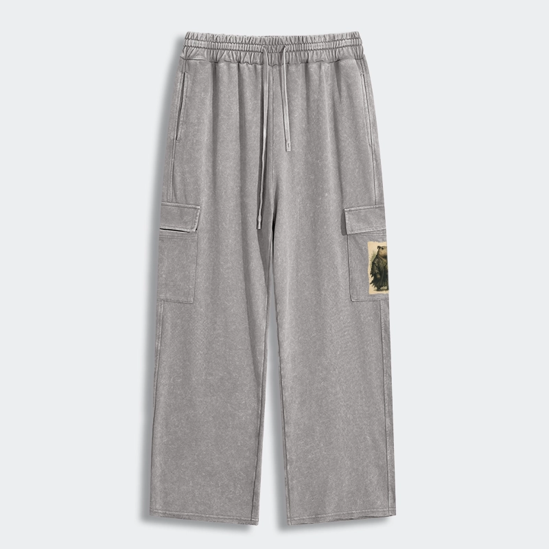 Tokyo-Tiger Capybara Samurai Washed Utility Sweatpants