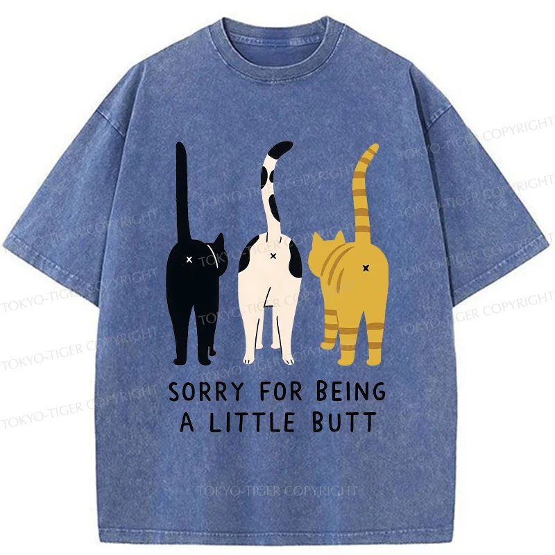 Tokyo-Tiger Cat's Butt Funny Washed T-Shirt