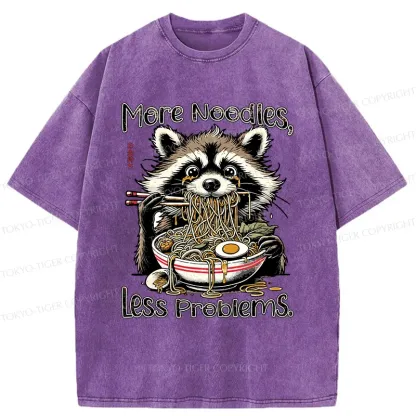 Tokyo-Tiger Raccoon Eating Delicious Ramen Washed T-Shirt