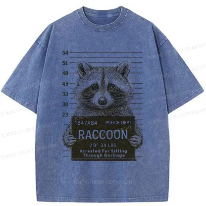 Tokyo-Tiger Arrested Raccoon Washed T-Shirt