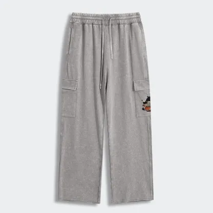 Tokyo-Tiger Fat Cat Eating Ramen Washed Utility Sweatpants