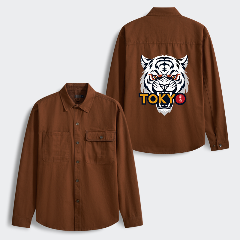 Tokyo-Tiger Logo Men's Corduroy Work Jacket