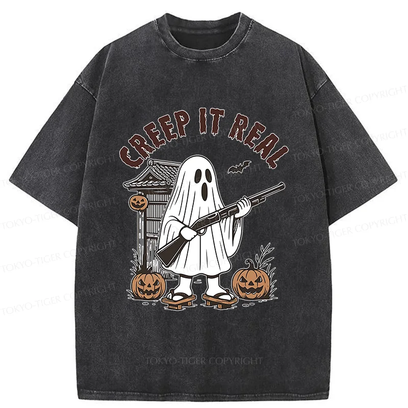 Tokyo-Tiger Halloween Japanese Ghost Washed T-Shirt