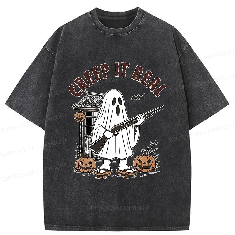 Tokyo-Tiger Halloween Japanese Ghost Washed T-Shirt