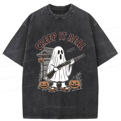 Tokyo-Tiger Halloween Japanese Ghost Washed T-Shirt