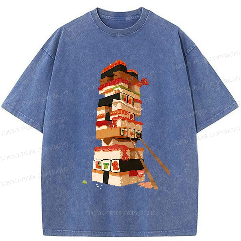 Tokyo-Tiger Sushi Game Washed T-Shirt