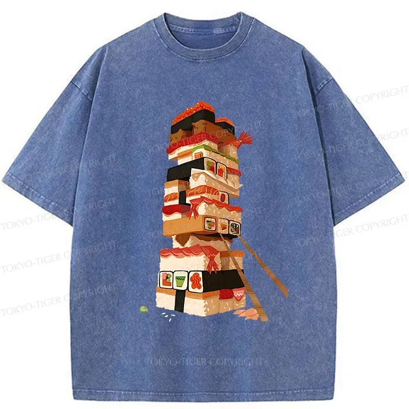 Tokyo-Tiger Sushi Game Washed T-Shirt
