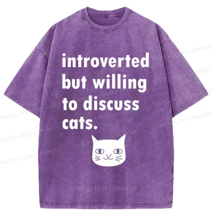 Tokyo-Tiger Actively Discuss Cats Washed T-Shirt