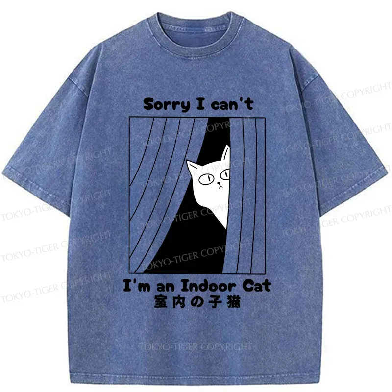 Tokyo-Tiger Indoor Kitten Funny Washed T-Shirt