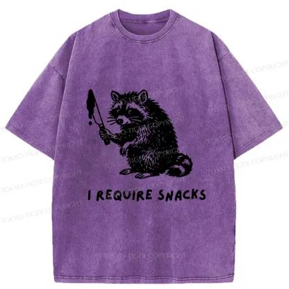 Tokyo-Tiger Raccoons Need Snacks Funny Washed T-Shirt