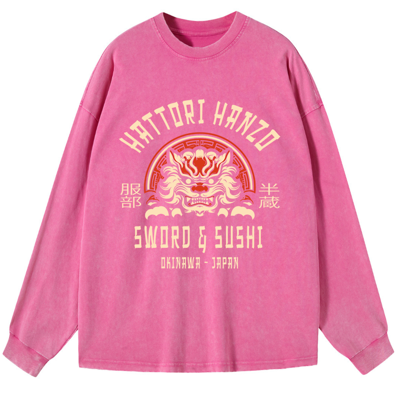 Tokyo-Tiger Hattori Hanzo Sword Washed Long Sleeve T-Shirt