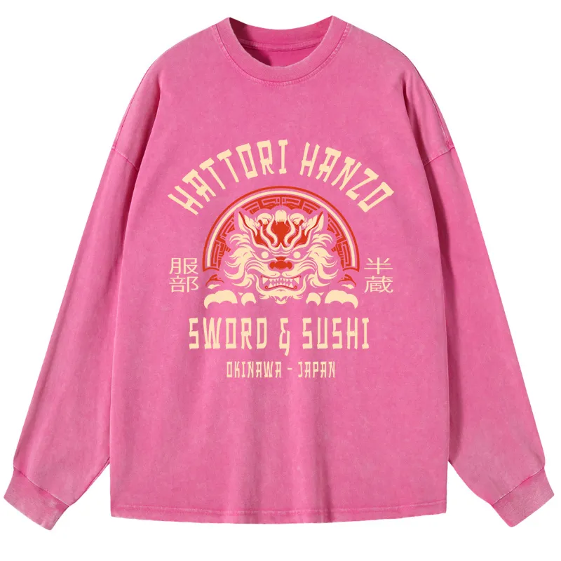 Tokyo-Tiger Hattori Hanzo Sword Washed Long Sleeve T-Shirt