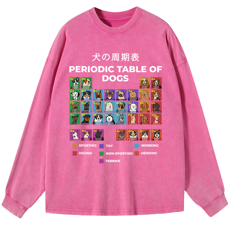 Tokyo-Tiger Periodic Table Of Dogs Washed Long Sleeve T-Shirt