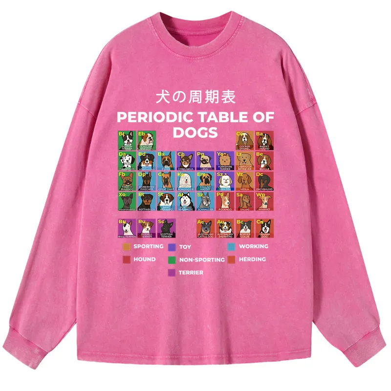 Tokyo-Tiger Periodic Table Of Dogs Washed Long Sleeve T-Shirt