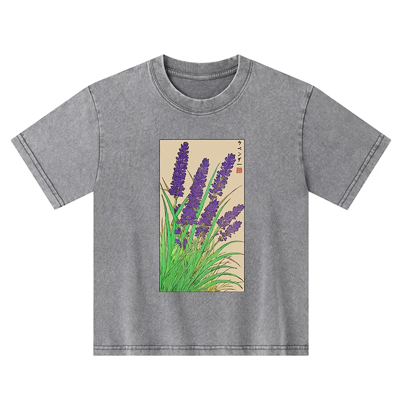 Tokyo-Tiger Japanese Lavender Kids Washed T-Shirt