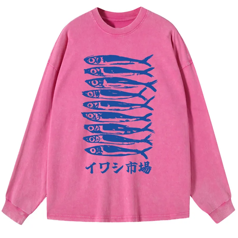 Tokyo-Tiger Sardine Market Washed Long Sleeve T-Shirt