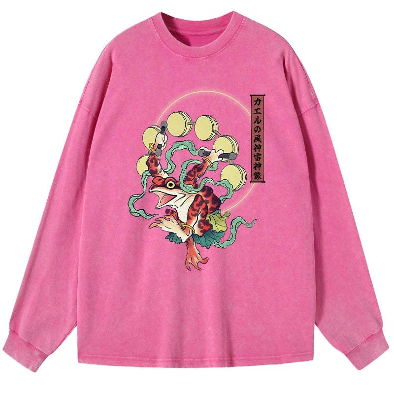 Tokyo-Tiger Frog Monster Japanese Washed Long Sleeve T-Shirt