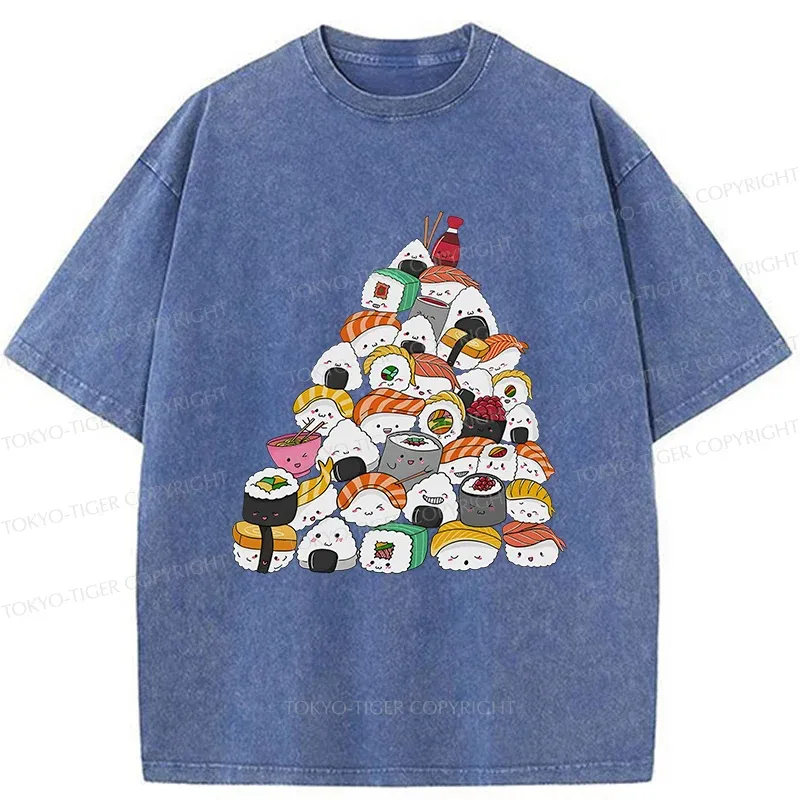Tokyo-Tiger Christmas Sushi Washed T-Shirt