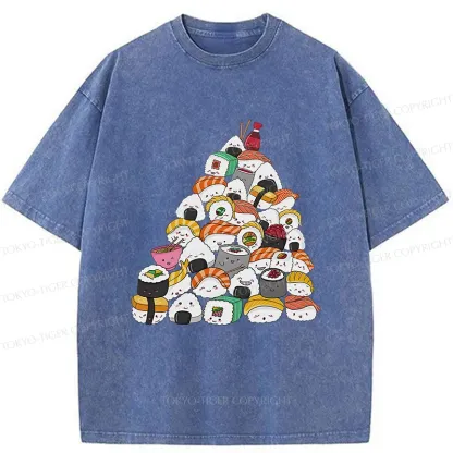 Tokyo-Tiger Christmas Sushi Washed T-Shirt