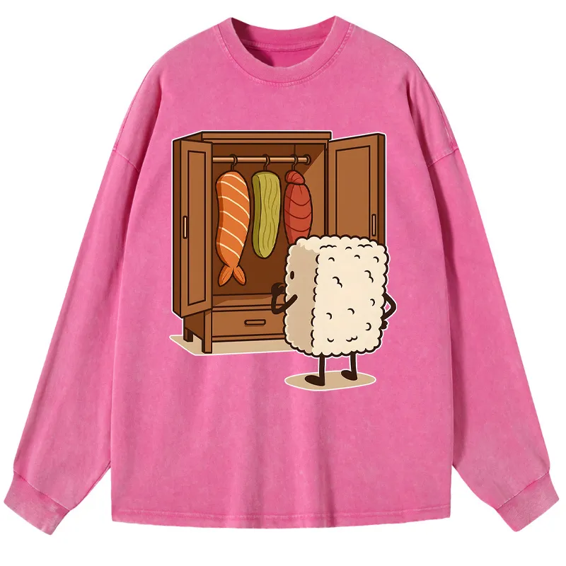 Tokyo-Tiger Sushi Pick Out Clothes Washed Long Sleeve T-Shirt