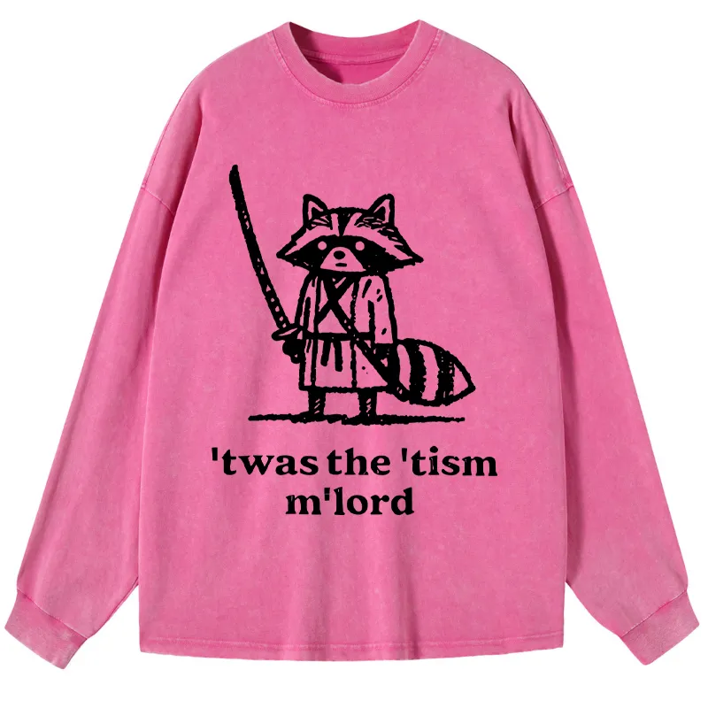 Tokyo-Tiger Focused Samurai Raccoon Washed Long Sleeve T-Shirt