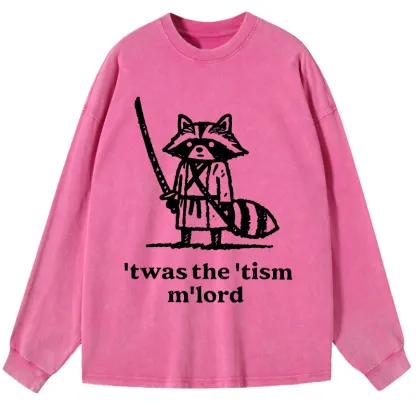 Tokyo-Tiger Focused Samurai Raccoon Washed Long Sleeve T-Shirt