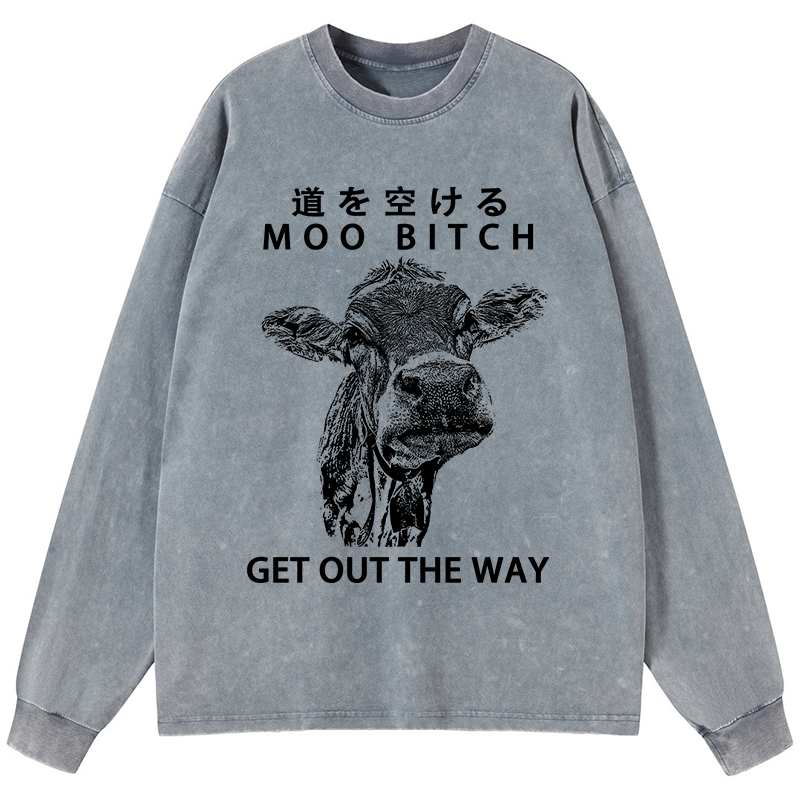 Tokyo-Tiger Funny Cow Washed Long Sleeve T-Shirt