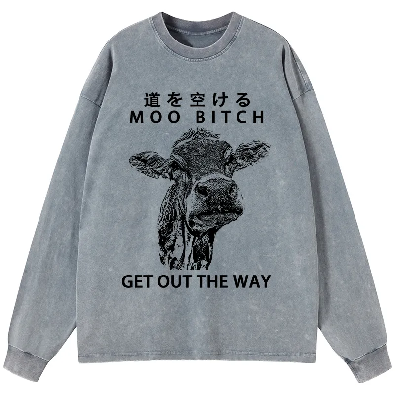 Tokyo-Tiger Funny Cow Washed Long Sleeve T-Shirt