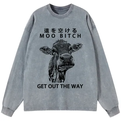 Tokyo-Tiger Funny Cow Washed Long Sleeve T-Shirt