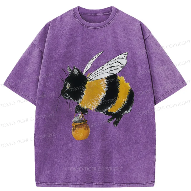 Tokyo-Tiger Catbee Funny Washed T-Shirt