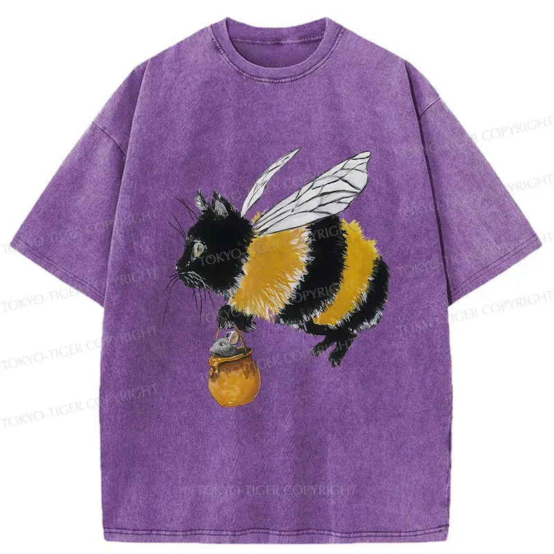 Tokyo-Tiger Catbee Funny Washed T-Shirt