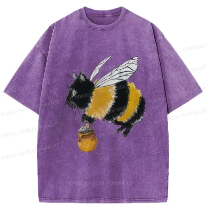 Tokyo-Tiger Catbee Funny Washed T-Shirt