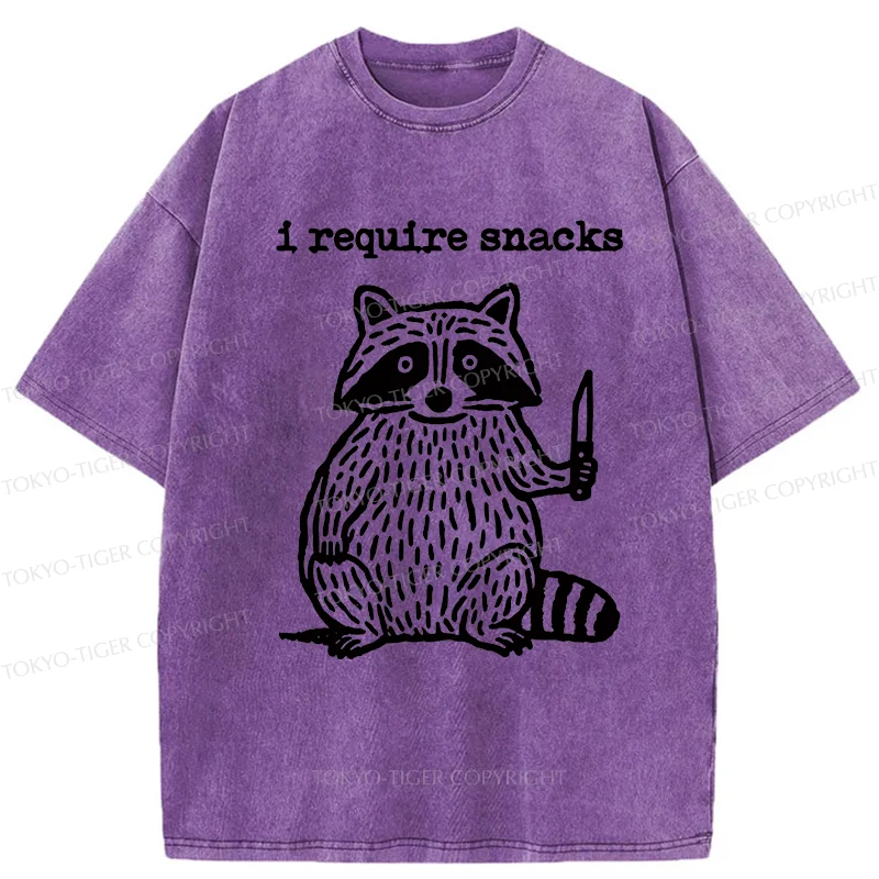 Tokyo-Tiger Silly Raccoon Needs Snacks Washed T-Shirt