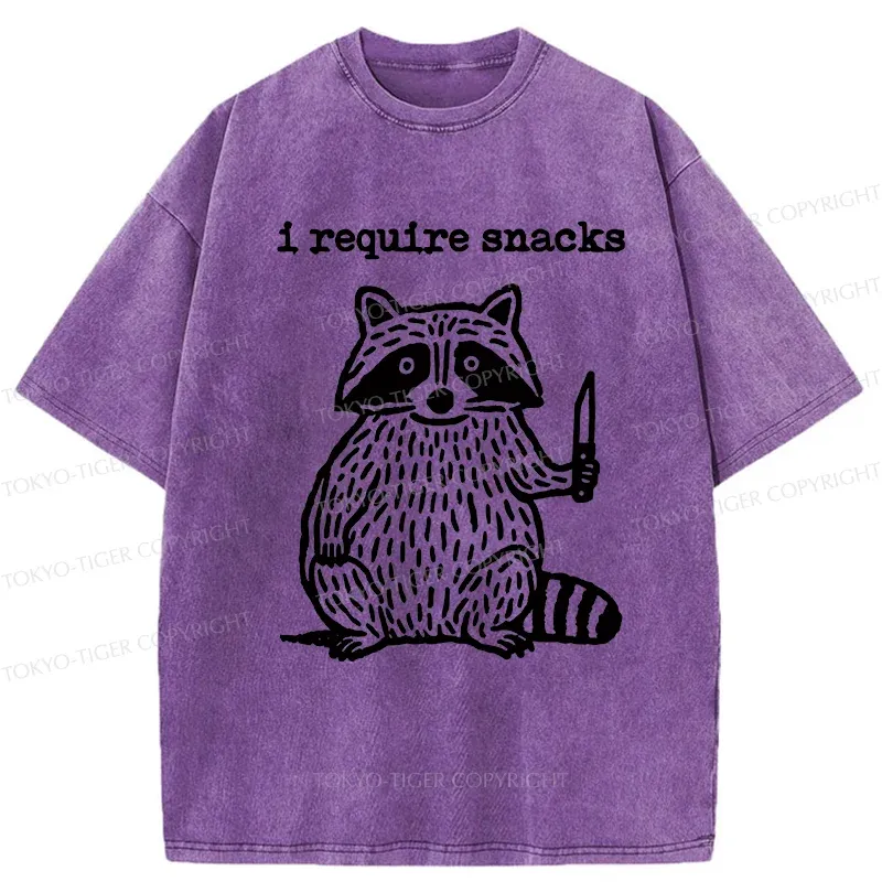 Tokyo-Tiger Silly Raccoon Needs Snacks Washed T-Shirt