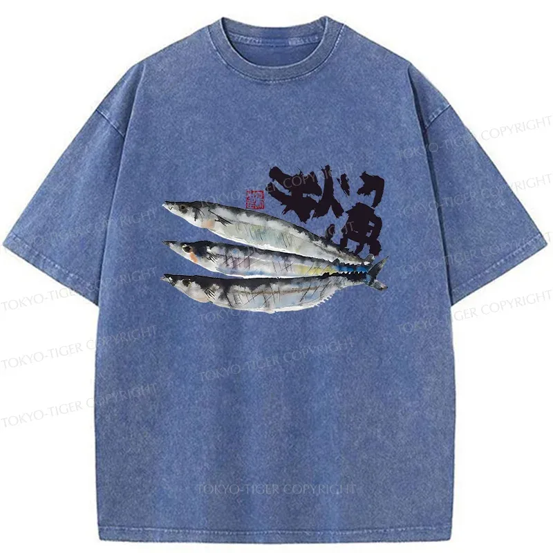 Tokyo-Tiger Pacific Saury Washed T-Shirt