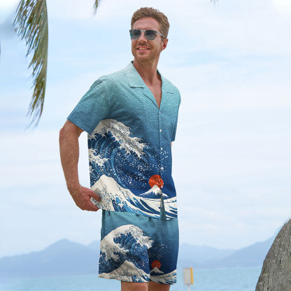 Tokyo-Tiger The Great Wave Off Fuji Aloha Mens Swim Trunks