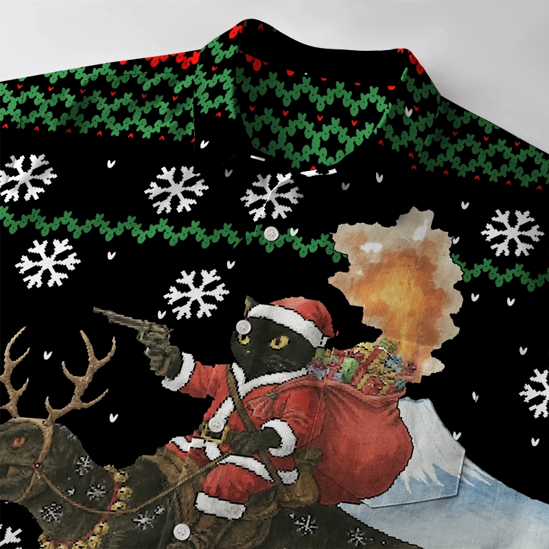 Tokyo-Tiger Cat Riding A Dinosaur Button-up Shirt