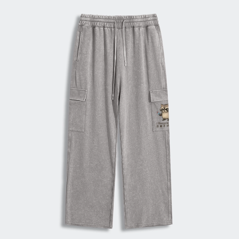Tokyo-Tiger Raccoons Need Snacks Funny Washed Utility Sweatpants