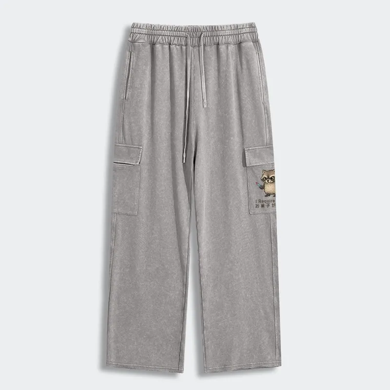 Tokyo-Tiger Raccoons Need Snacks Funny Washed Utility Sweatpants
