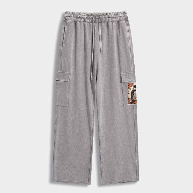 Tokyo-Tiger Vintage Japanese Owl Washed Utility Sweatpants