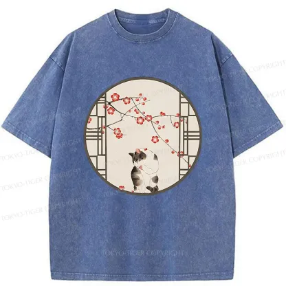 Tokyo-Tiger Beautiful View Outside The Window Washed T-Shirt