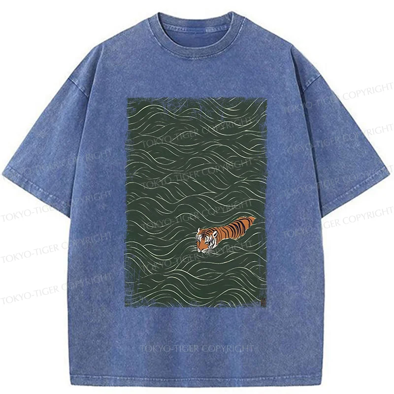 Tokyo-Tiger Tiger In The Grass Washed T-Shirt