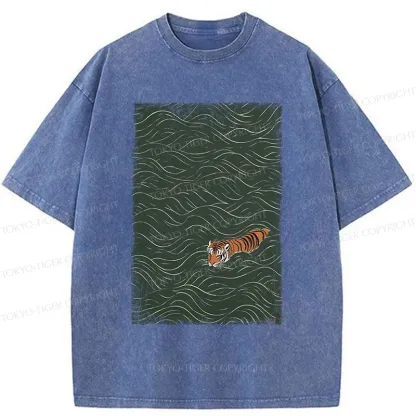 Tokyo-Tiger Tiger In The Grass Washed T-Shirt