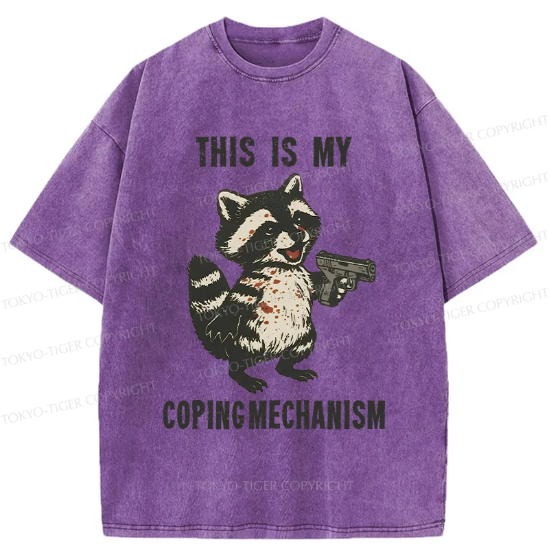 Tokyo-Tiger Raccoon Coping Mechanism Washed T-Shirt