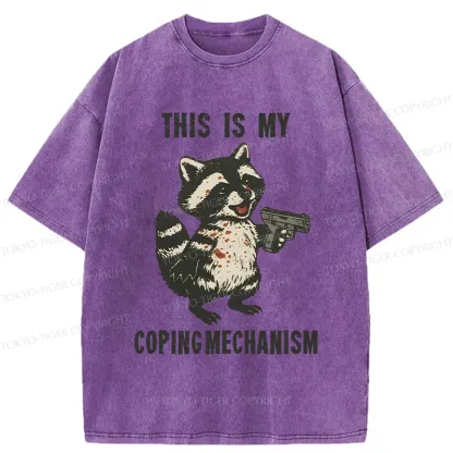 Tokyo-Tiger Raccoon Coping Mechanism Washed T-Shirt