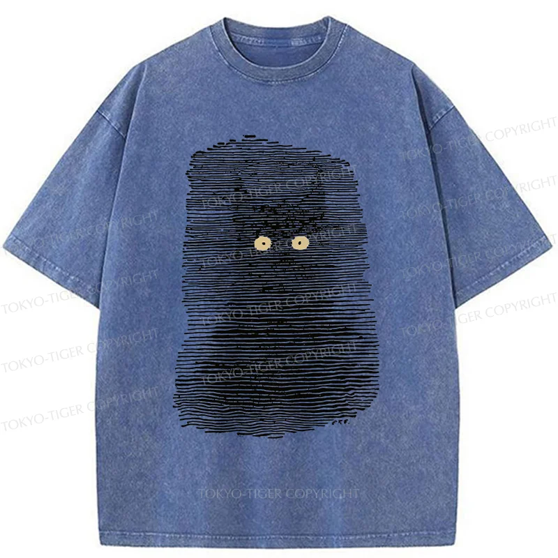 Tokyo-Tiger Cat In The Dark Washed T-Shirt